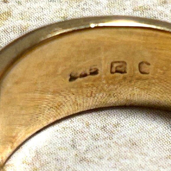 Sterling Silver 925 Yellow Gold Vermeil Bold Wide Golden Citrine CZ Band Ring - Picture 9 of 14